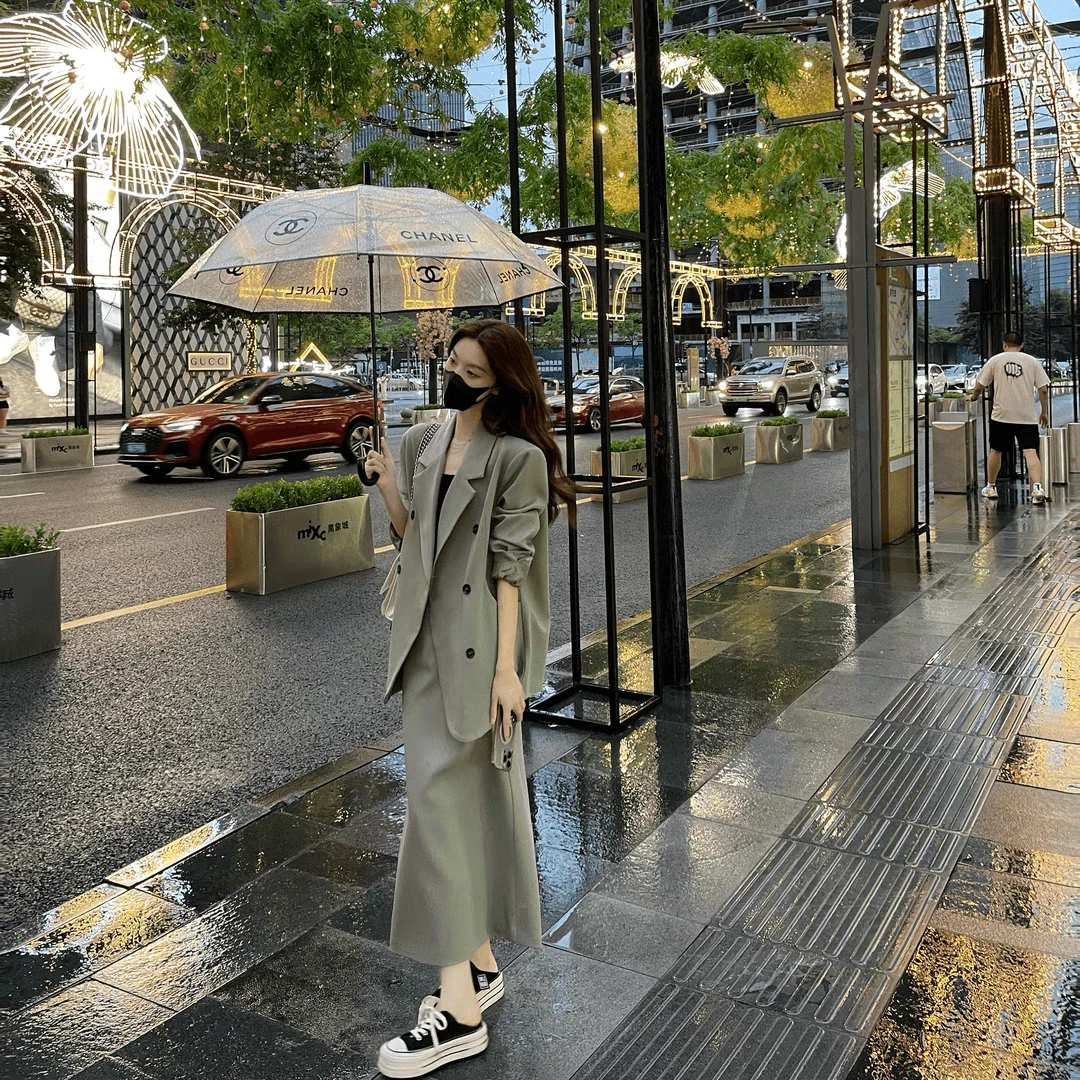 高级感西装套装女2024秋季新款韩版气质休闲西服外套半身裙两件套