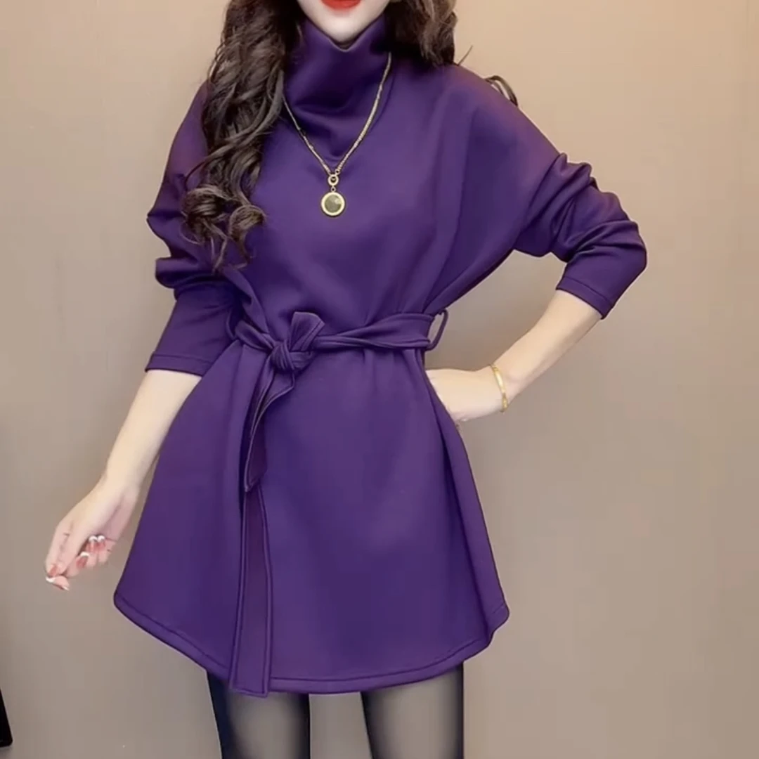 新款时尚高领收腰显瘦连衣裙