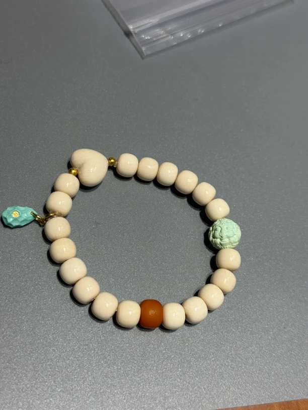 原皮原色猛犸牙老型珠手串