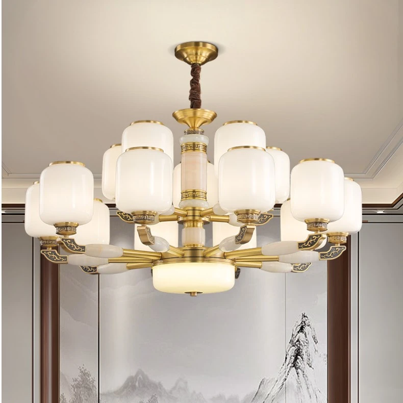 国风复古新中式大气别墅家用禅意复式轻奢古典奢华客餐厅吊灯