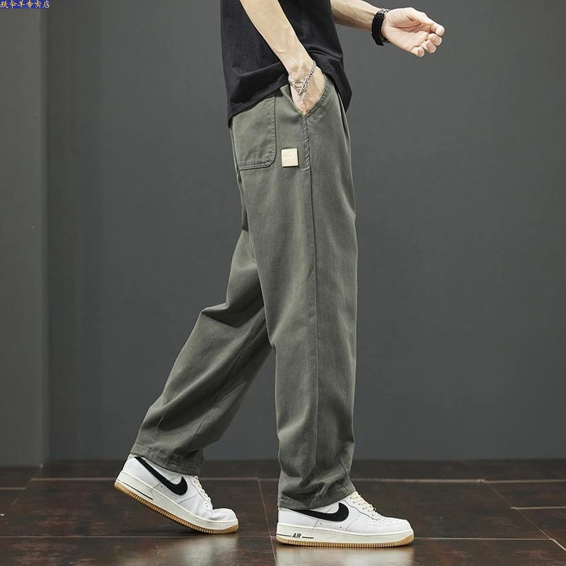 新款宽松直筒美式工装裤男士2024春秋季夏季阔腿春季男款休闲裤子