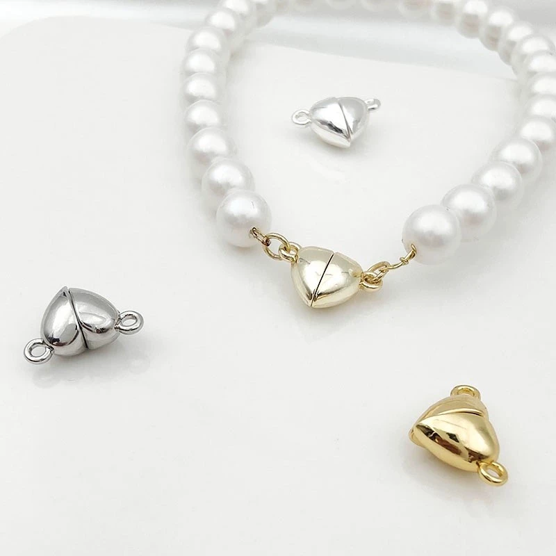 14K包金爱心磁扣桃心形磁吸扣手工diy饰品材料手链项链磁铁扣配件