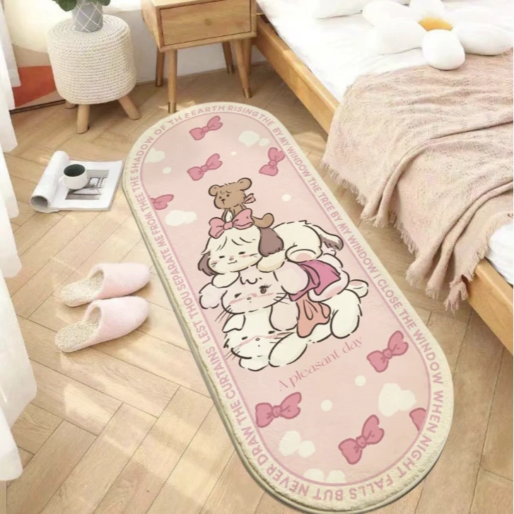 仿羊绒可爱浴室卧室床边吸水防滑地毯家用约40x115cm居家日用