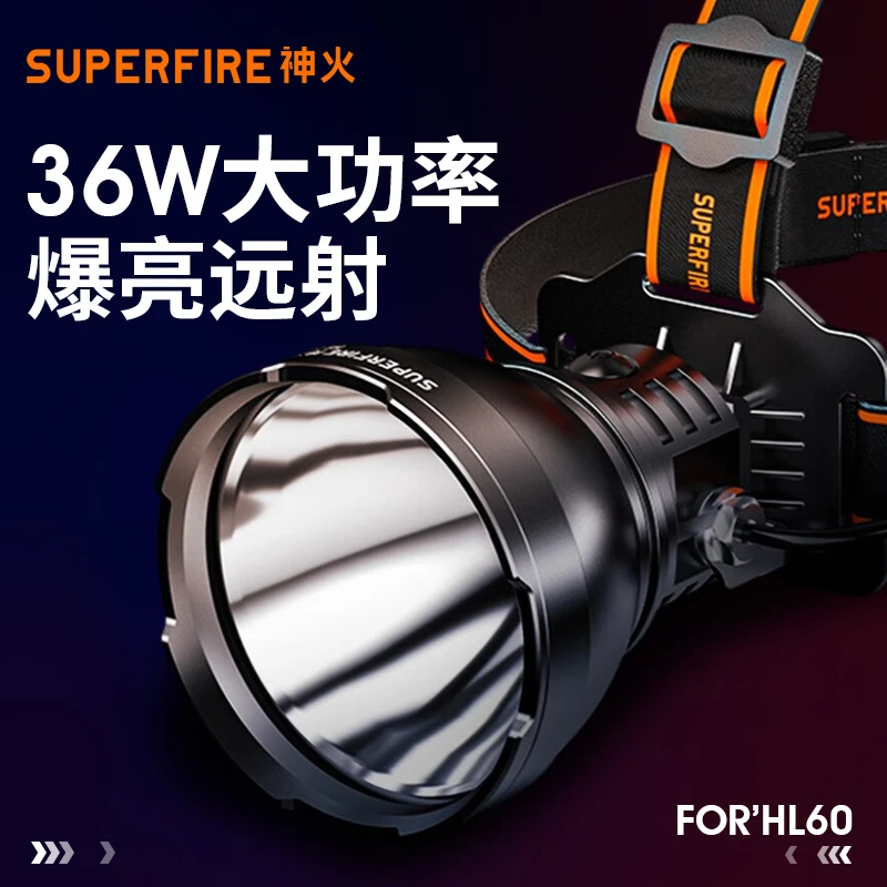 神火HL60头灯强光充电头戴式超亮泛光户外夜钓钓鱼长续航照明