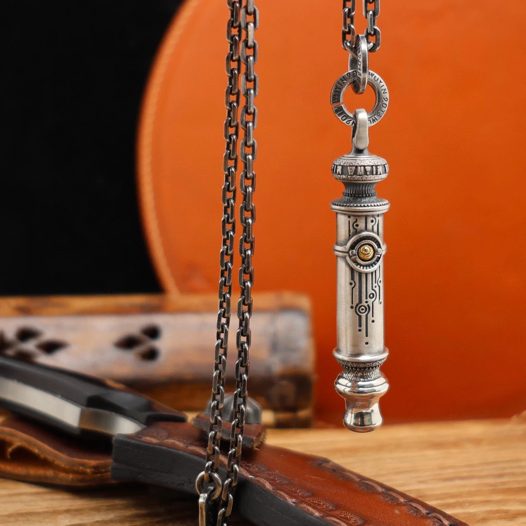 吊坠925银 【孙小禹银饰】纯银 复古哨子 吊坠套链 做工精细 可吹响