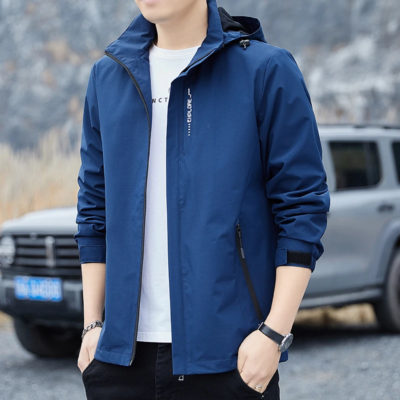 2025年男士春秋新款连帽开衫运动休闲夹克外套  防风防水户外宽松