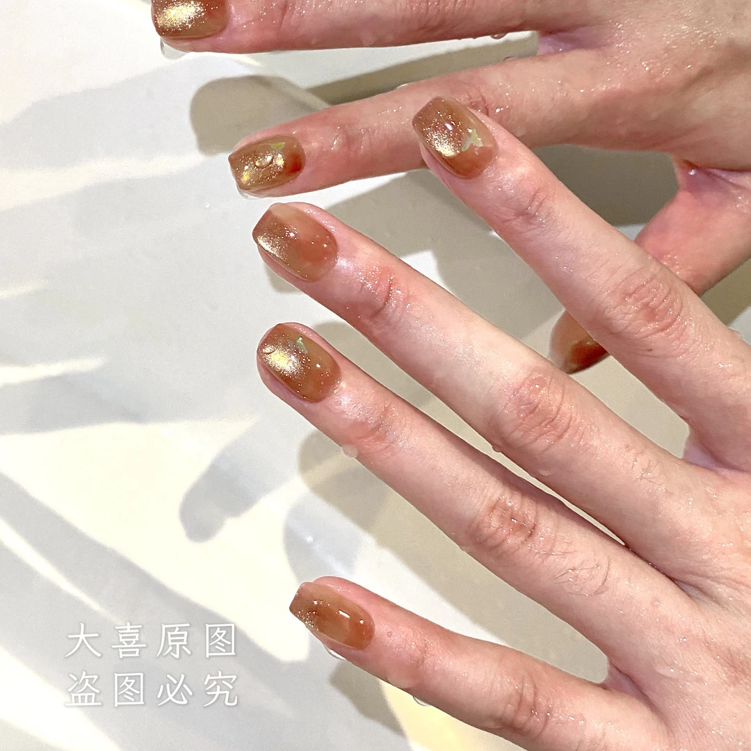 【雾蝶】大喜原创手工穿戴甲显白美甲蝴蝶晕染粉嫩裸色美甲穿戴甲片