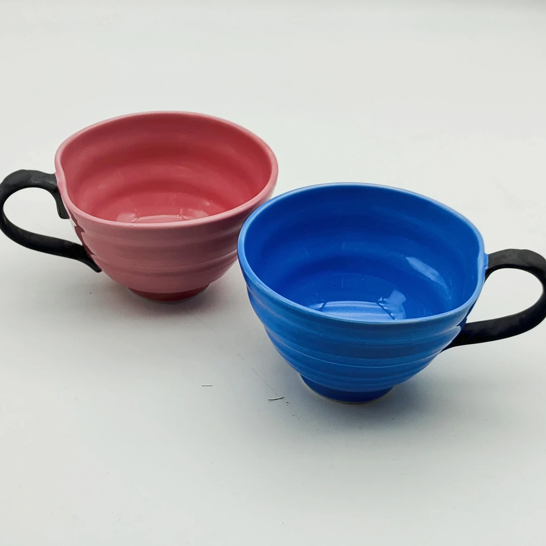 日本进口陶瓷日式清新素雅手工家用牛奶杯燕麦早餐杯办公室水杯