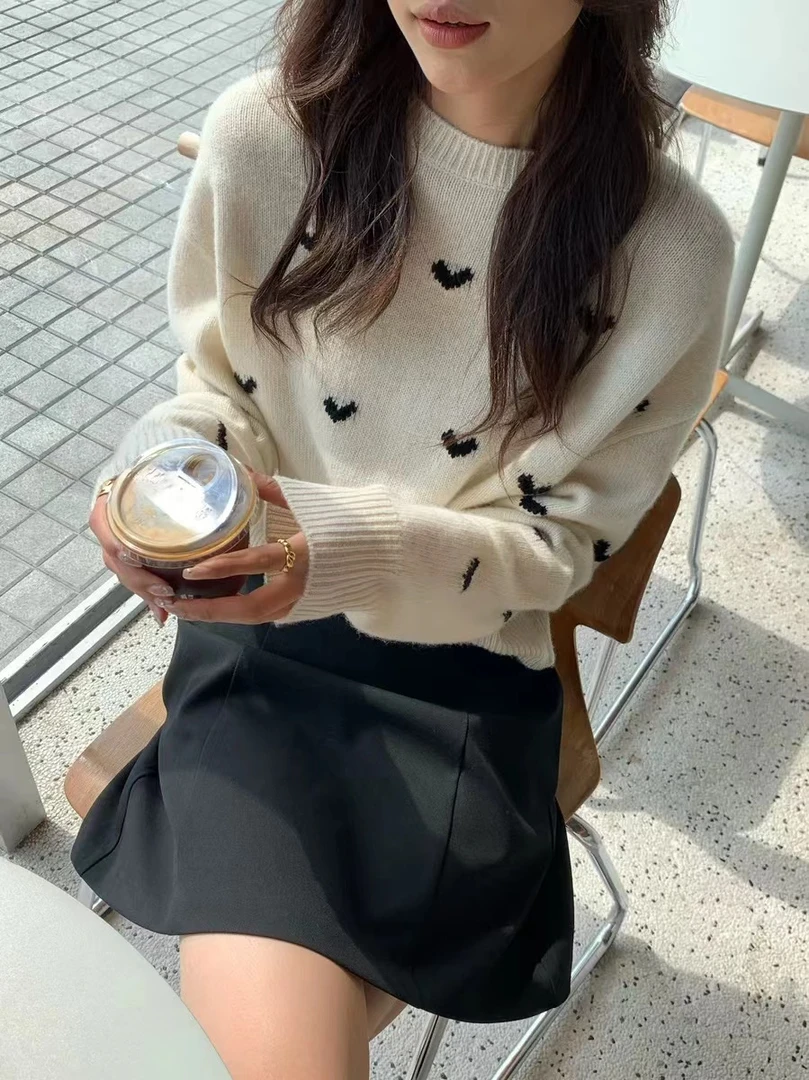 丽姐  秋季legacy原版韩系爱心套头羊毛毛衣18899百搭