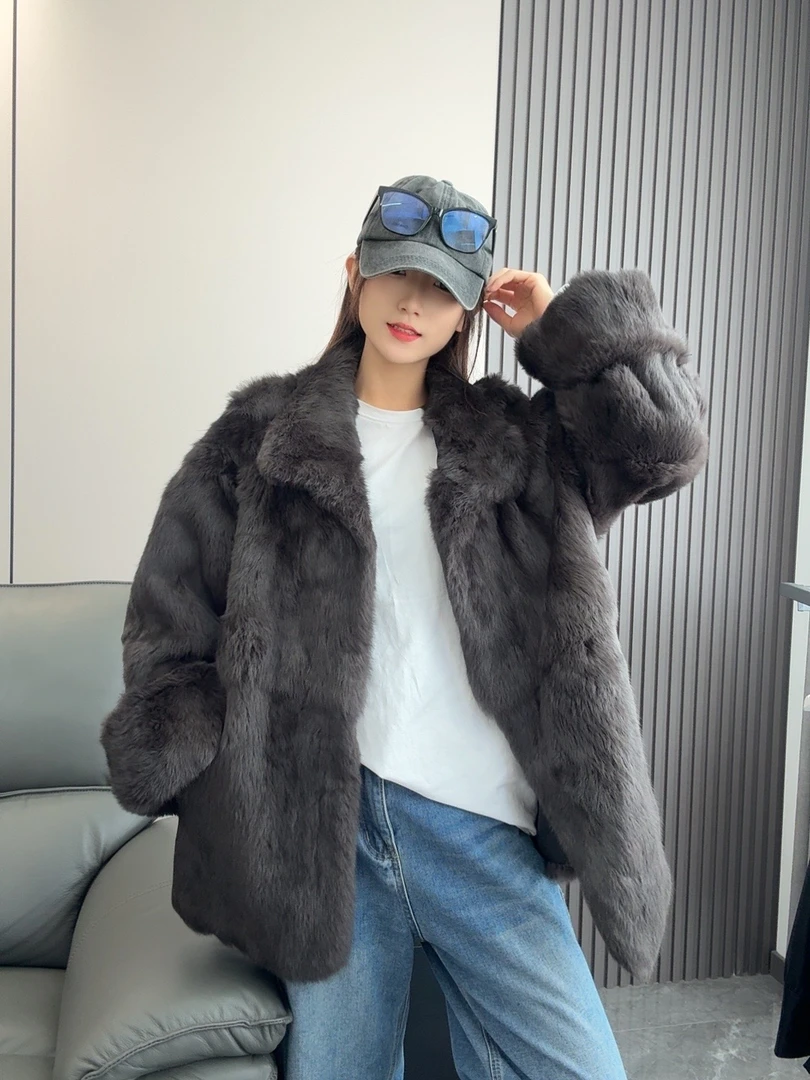 毛毛立领-新款短外套时尚百搭洋气显瘦气质款冬季抗寒保暖款式