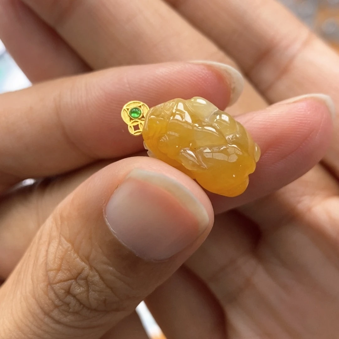 翡翠颈饰18K金镶嵌33333
