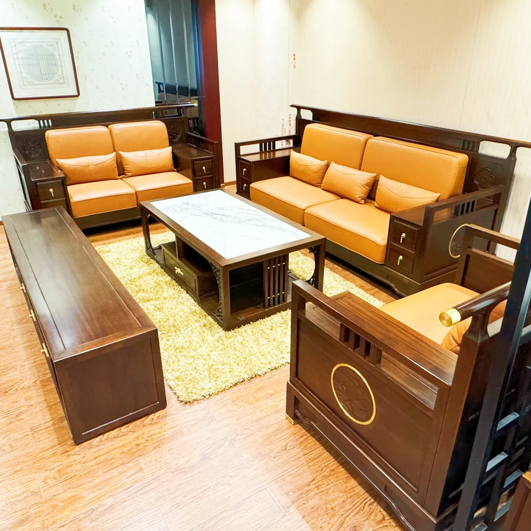 福兴韵1906沙发真皮新中式轻奢别墅家用客厅简约古典沙发