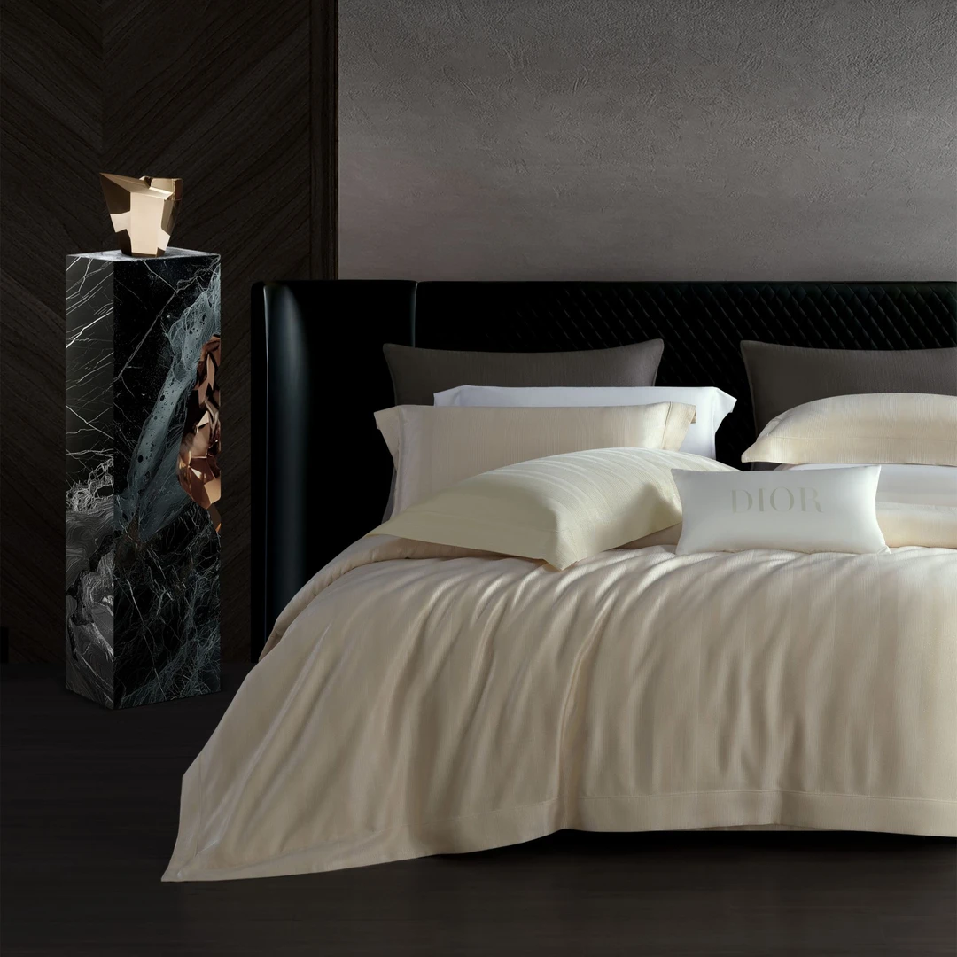 【星光】埃及棉意式简奢丝滑轻奢简约纯色系拼边四件套床上用品