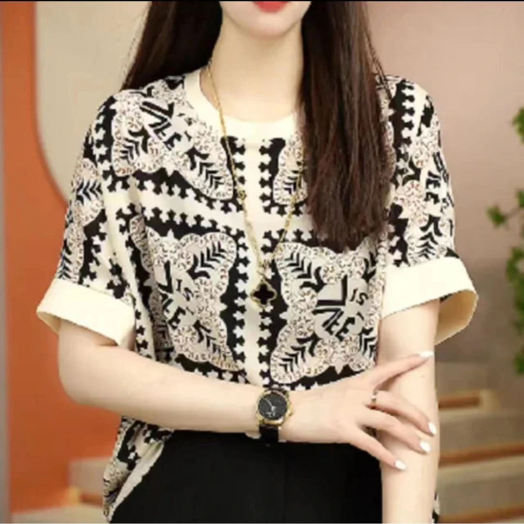 法式高端印花时尚小衫女显瘦显白百搭上衣2929