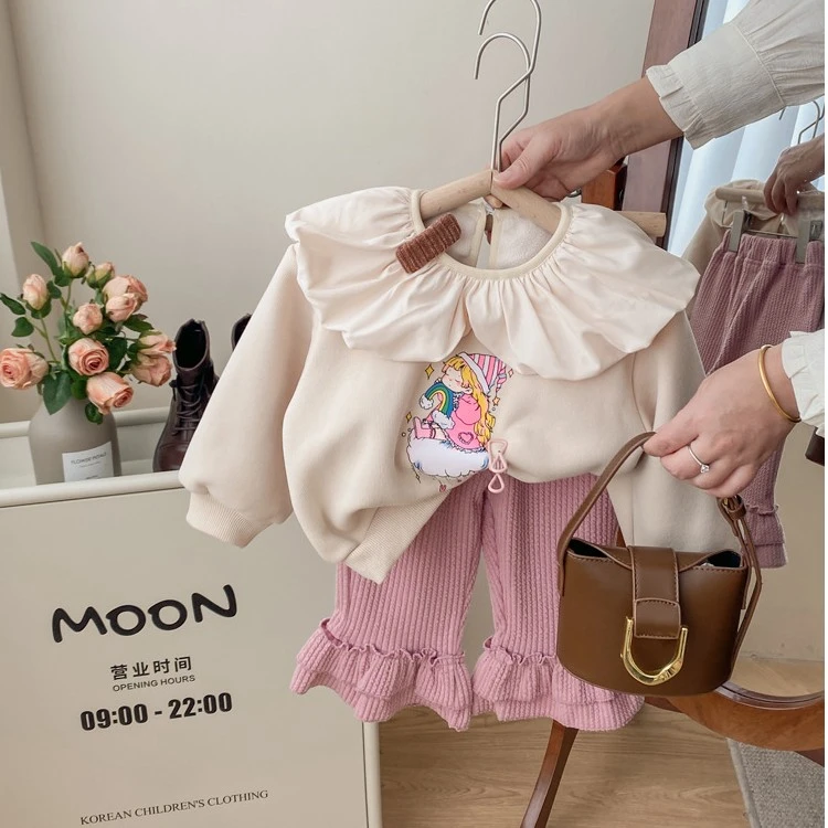 女童卫衣秋冬季2023新款儿童洋气韩版加厚上衣女宝宝韩版冬装外套