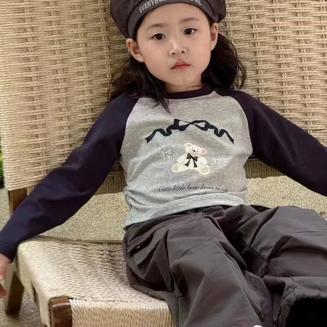 儿童秋季长袖t恤洋气套装工装裤两件套新款