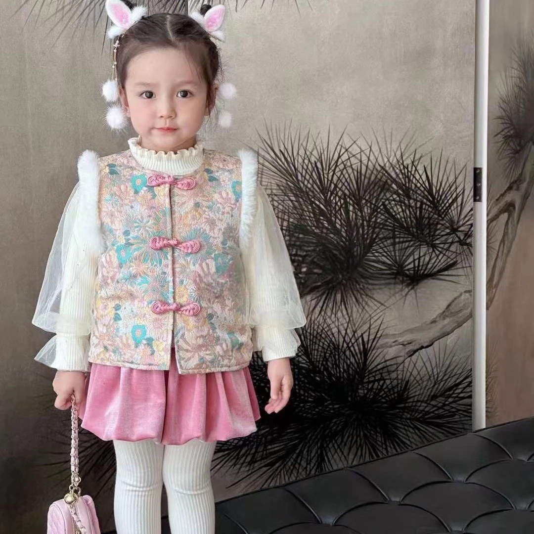 儿童套装童装汉服女童唐装中国风拜年服宝宝加绒加厚小童女宝秋冬