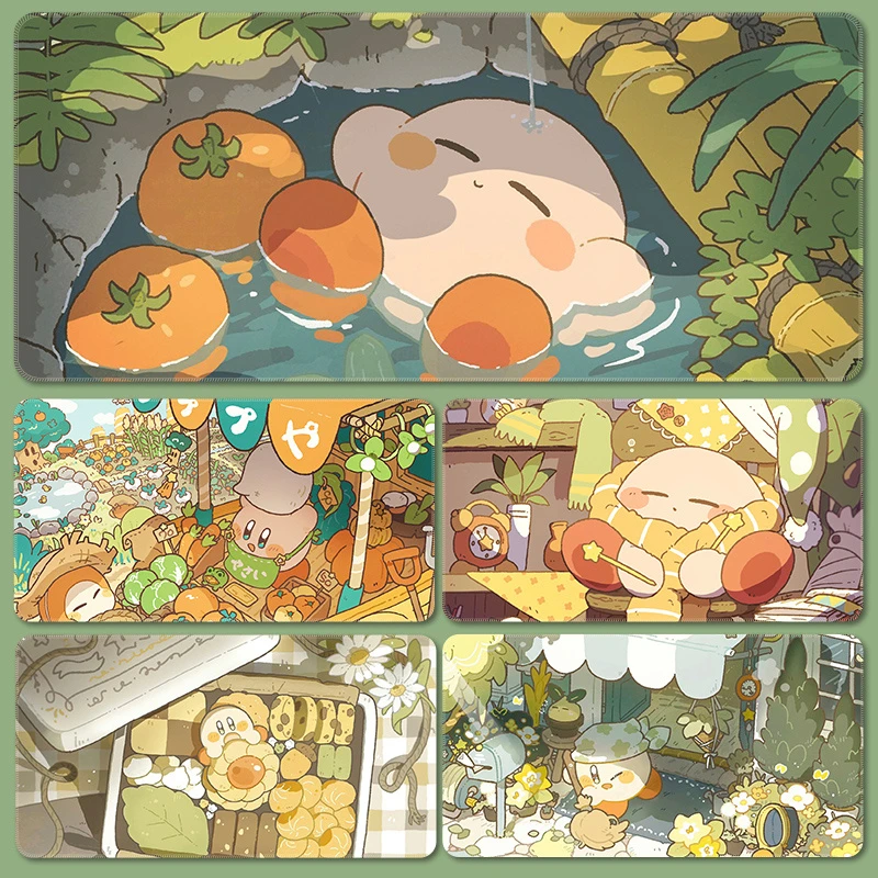 小清新插画鼠标垫子超大号女生高颜值星之卡比护腕办公桌垫防滑垫