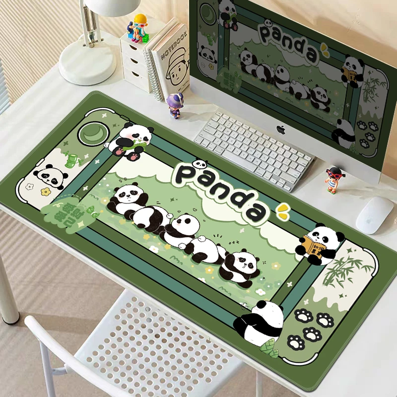 创意小熊猫鼠标垫超大号女生高颜值桌垫办公室护腕加厚电脑键盘垫