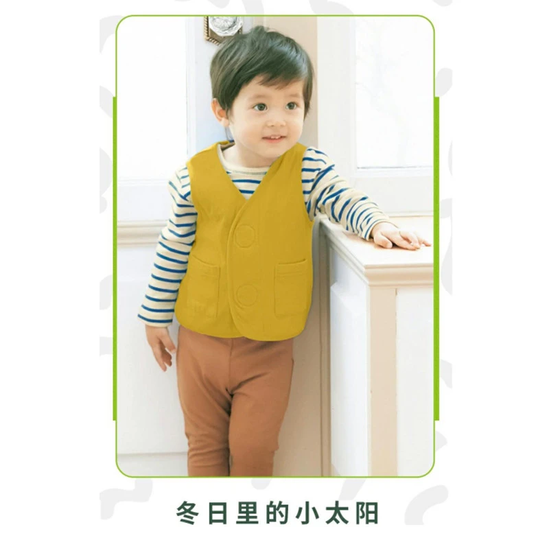 Q124 剪标童装春季款男女童背心马甲魔术贴纯色儿童上衣