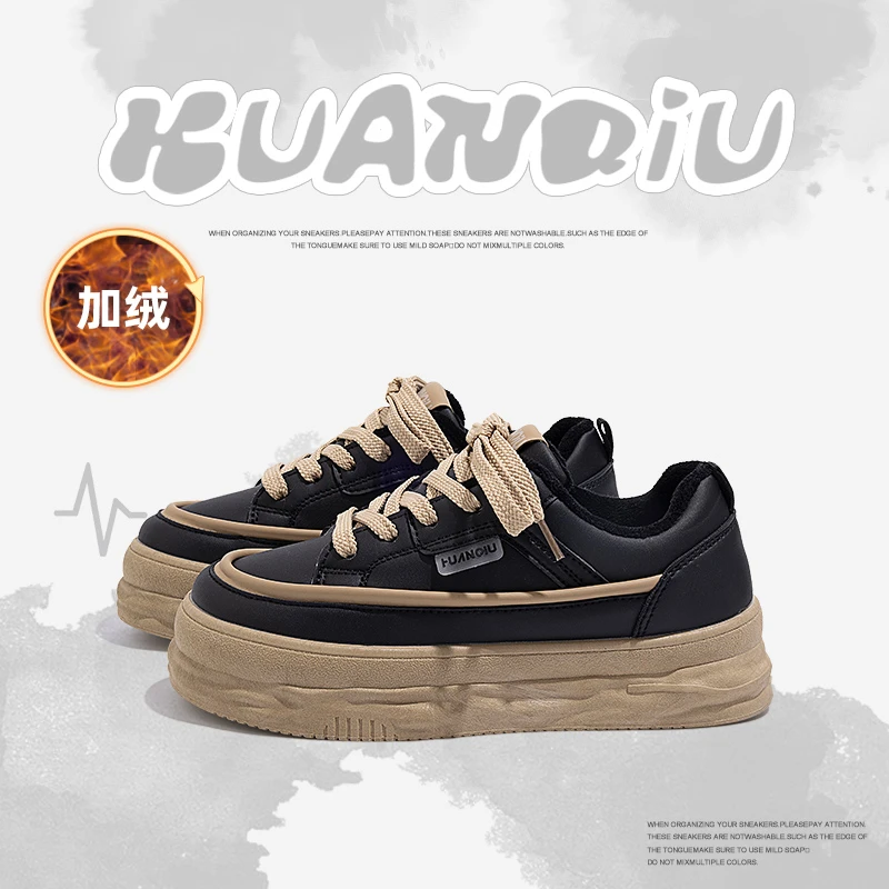 环球二棉鞋子女ins潮2023冬季新款百搭加绒加厚保暖复古休闲板鞋