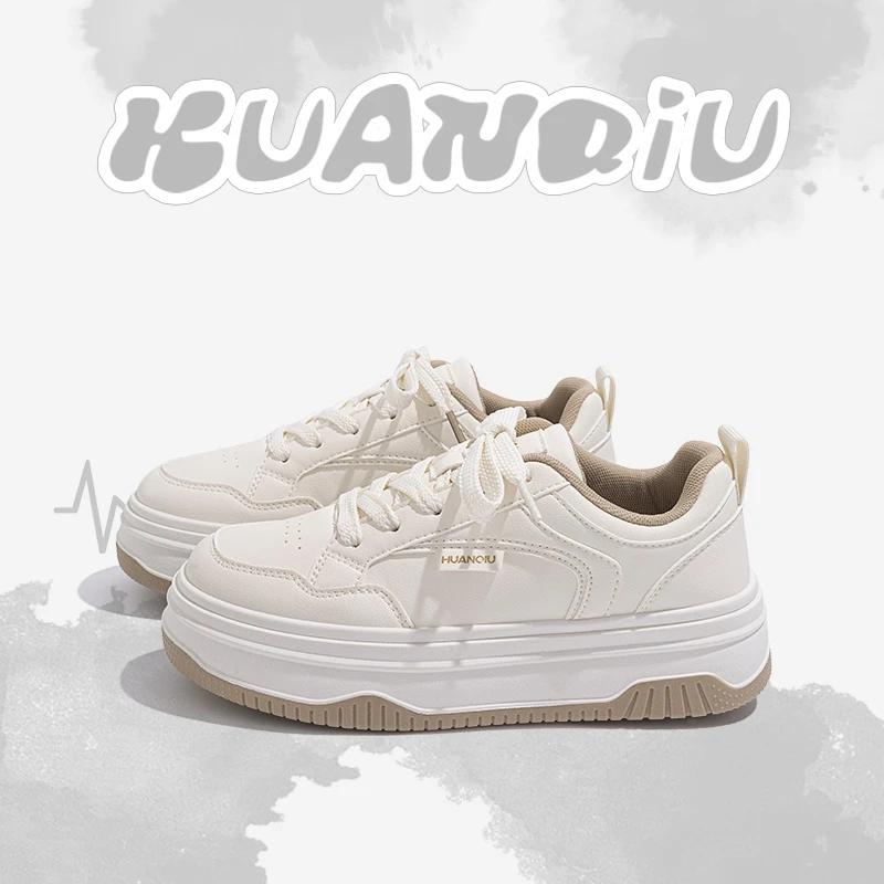 环球厚底百搭小白鞋女2024秋季爆款潮流板鞋厚底学生复古休闲鞋