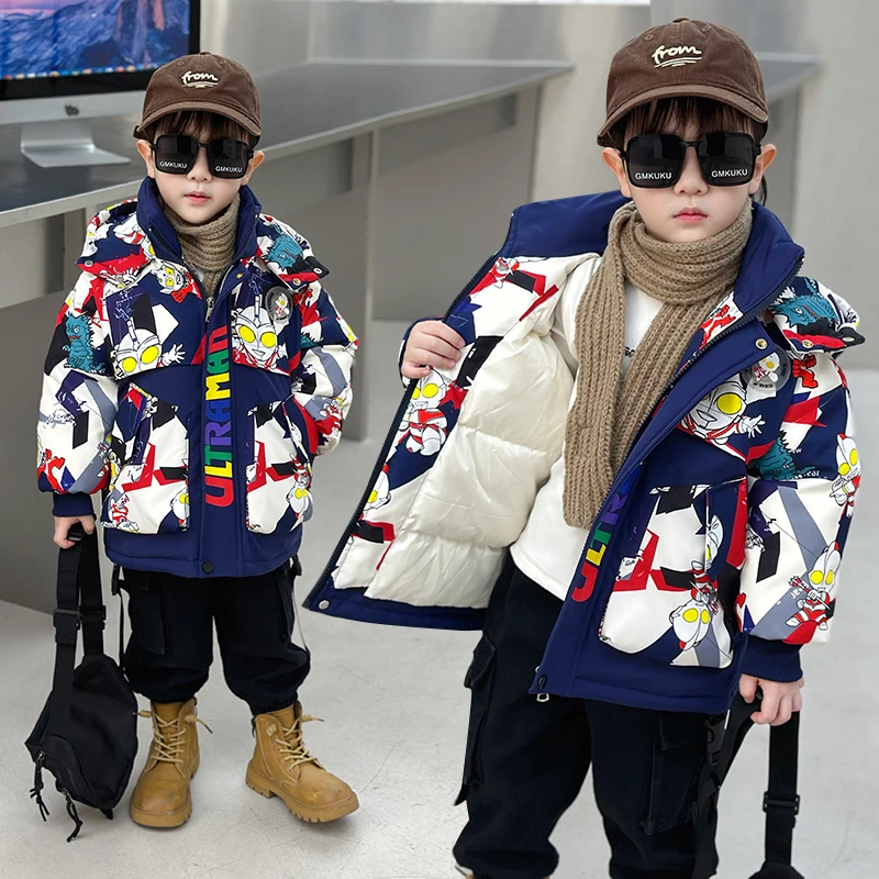 儿童奥特曼棉衣男童棉服冬装2024新款洋气小男孩加厚保暖痞帅外套