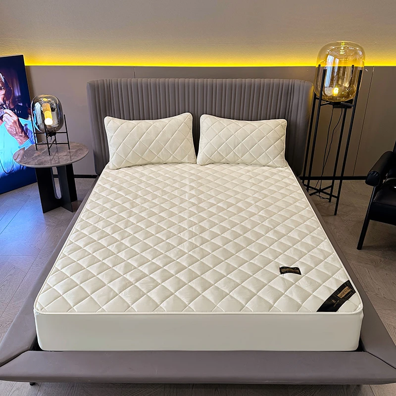 灰卡粉款床垫保护套床套罩夹棉加厚床笠防滑床可水洗床套罩床罩