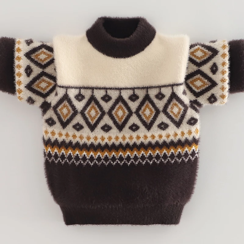 男童毛衣2025新款针织打底衫加厚保暖水貂绒中大童宝宝不起球上衣