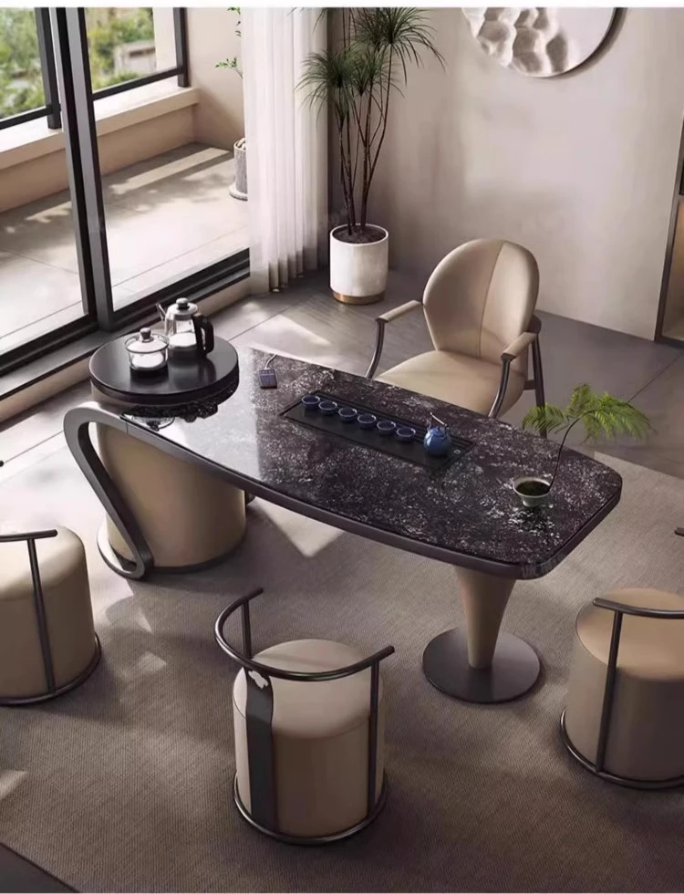 轻奢茶桌家用小茶台现代简约高级感别墅办公室大板奢石岩板茶桌