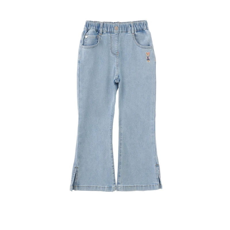 【达人专属】PawinPaw卡小熊春夏新款女童印花微喇牛仔裤PCTJE2322K