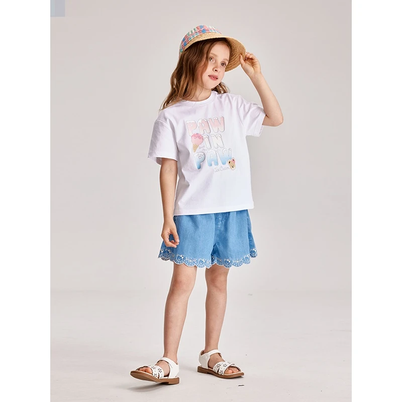 【达人专属】PawinPaw小熊童装24夏新款印花圆领短袖T恤PCRAE2553E