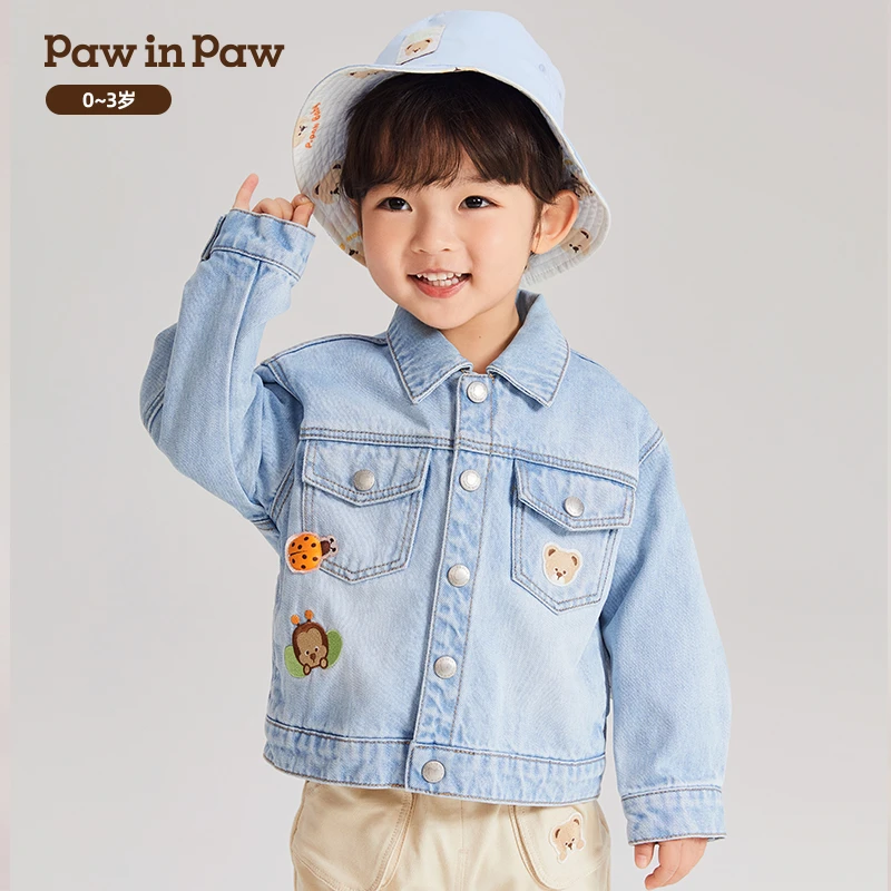PawinPaw卡通小熊童装2024秋款休闲风纯棉时尚牛仔外套PCJKE3771R