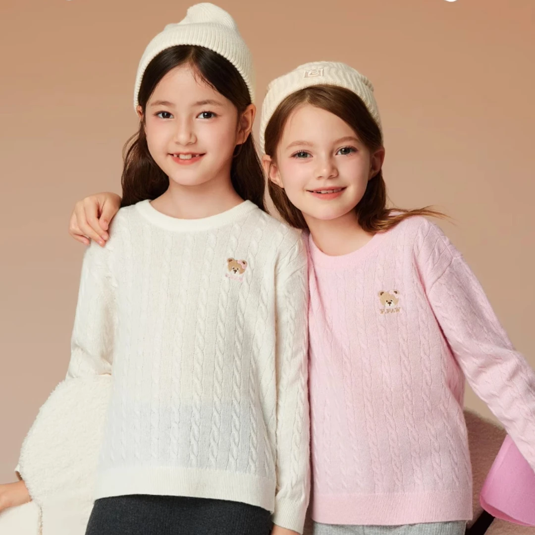 卡通小熊秋冬款美丽奴绵羊毛毛衣PCKAE4T61E女大童毛衣