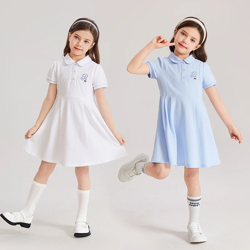 【达人专属】童装24年夏季新款女童学院风翻领连衣裙PCOME2421M