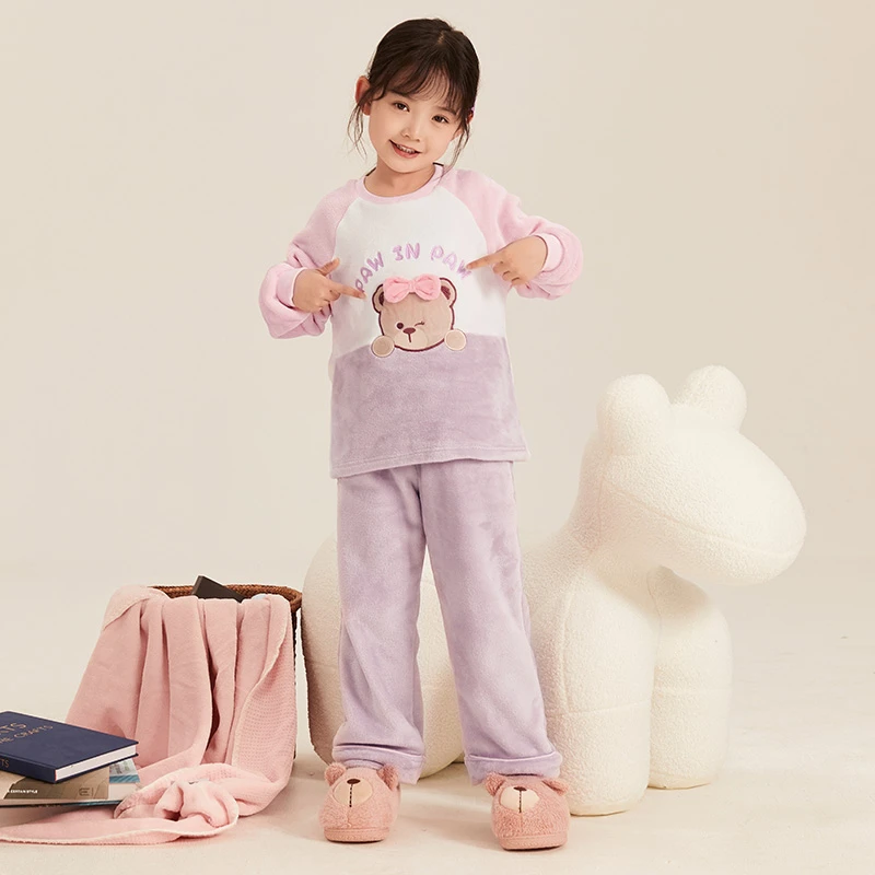 PawinPaw卡通小熊童装冬款男女童暖绒家居服套装PCCYD4V83E