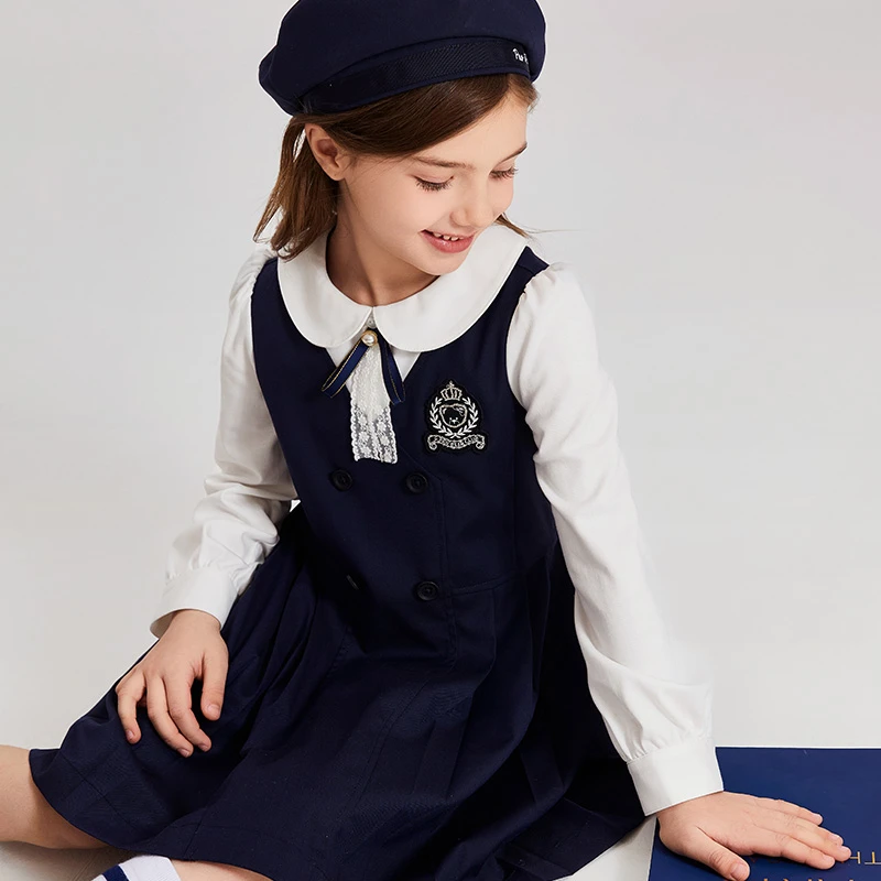 PawinPaw卡通小熊童装24年春季新款女童长袖针织连衣裙PCOWE1221K