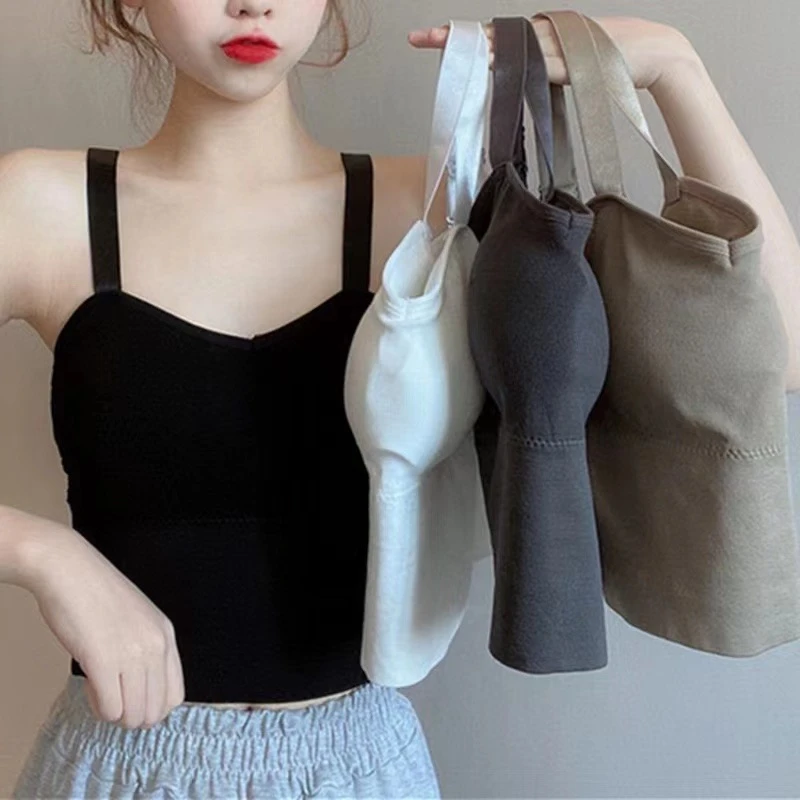 春夏款法式防走光裹胸抹胸美背吊带背心无钢圈文胸百搭短款女士