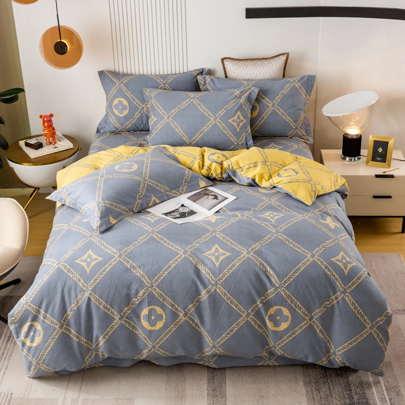 新款全棉斜纹纯棉磨毛四件套亲肤透气三件套【枕套随机部位裁剪】