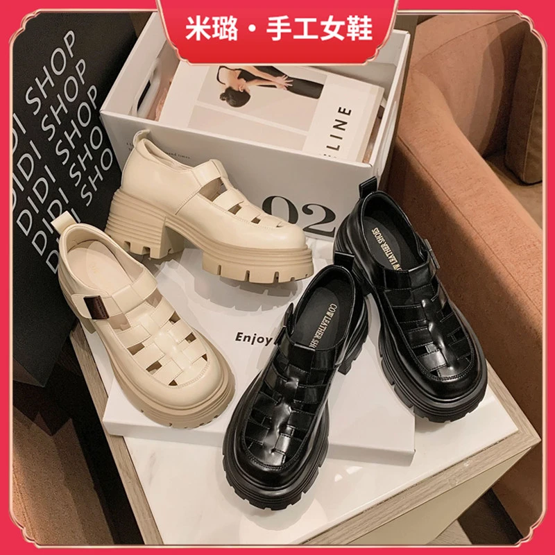 【漫步晚风】全手工定制超显气质凉鞋女罗马镂空透气百搭舒适洞洞鞋