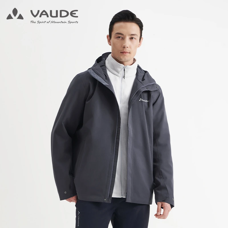 VAUDE巍德秋冬户外保暖防水防风抓绒三合一冲锋衣外套男VG2141502