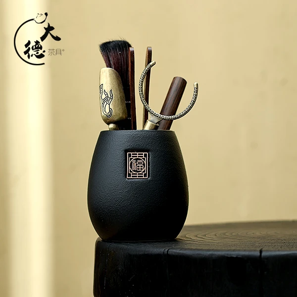 黑檀木茶道六君子套装高档中式家用简约茶道配件茶道六件套X317