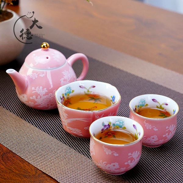 大德 手工茶具家用茶壶陶瓷英式描金杯碟轻奢复古创意珐琅彩C694