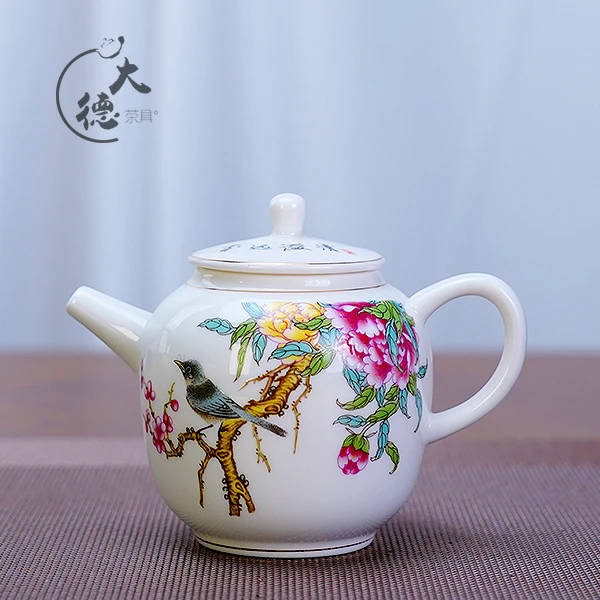 白瓷喜上眉梢壶中式高端泡茶壶手抓壶家用过滤泡茶壶功夫茶具C780