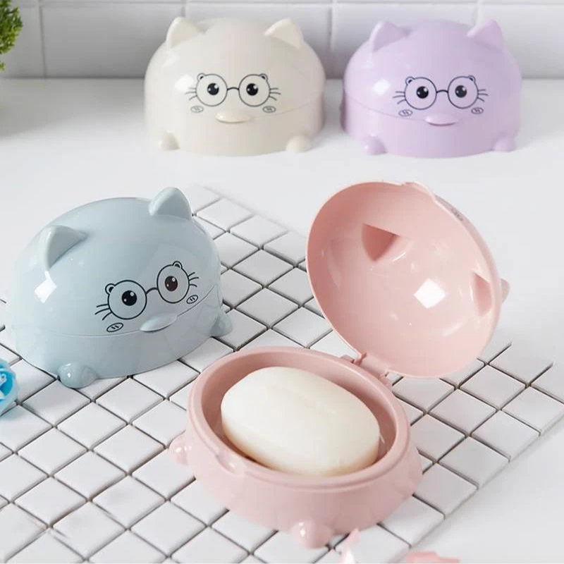 肥皂盒香皂盒带盖便携学生宿舍沥水卫生间浴室创意大号卡通塑料盒