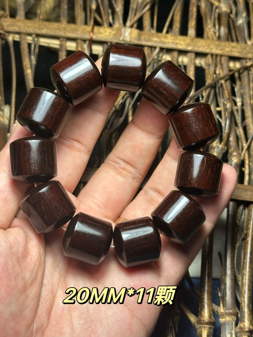 小叶紫檀手串老料精工15mm18mm20mm直切桶珠泥料手链