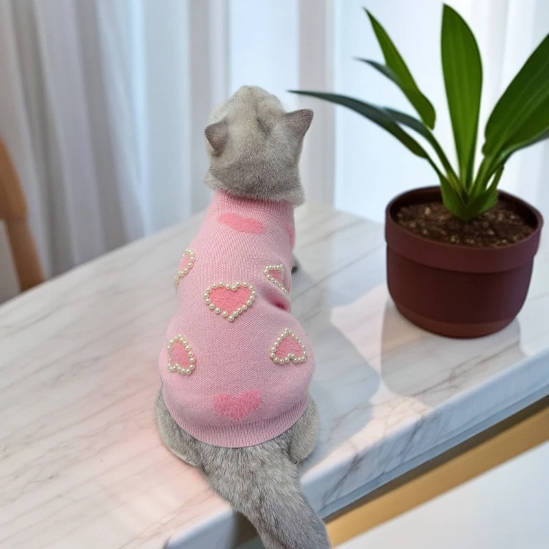 狗狗猫咪秋冬保暖衣服中小型宠物针织衣服可爱珍珠心小体泰迪博美