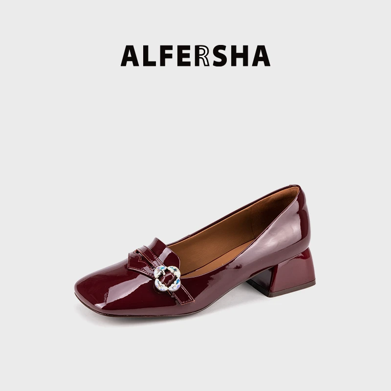 黄奕代言VIRE联名款9688782新款法式气质时尚水晶四叶粗跟单鞋B