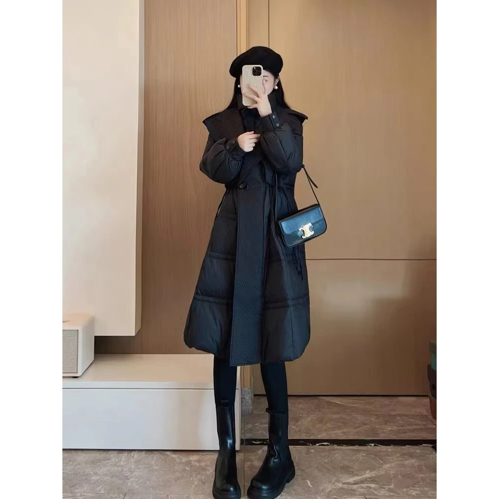 线下1688！冬季新款高端时尚中长款过膝收腰显瘦羽绒服9902