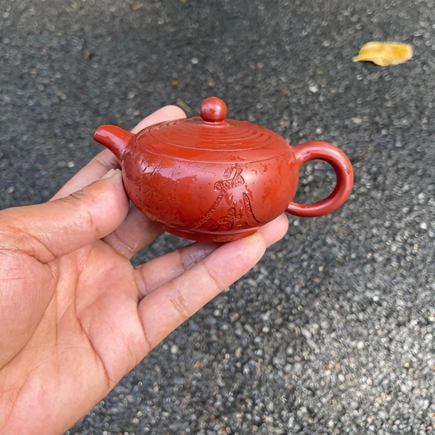 刻绘手工壶！容量150cc！朱泥！做工精细！出水爆爽